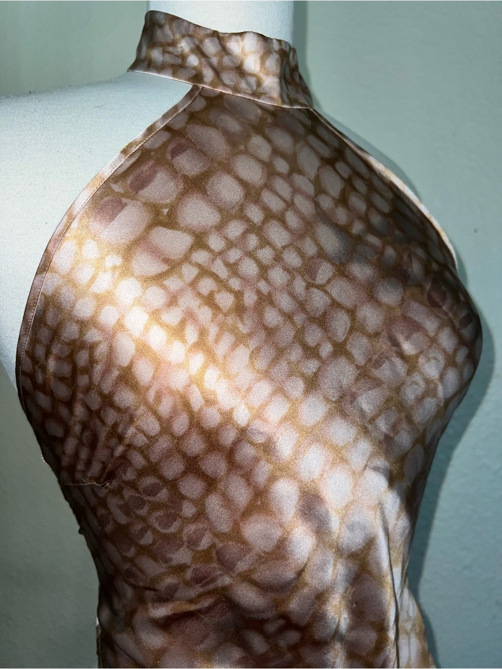 Victoria's Secret Brown Reptile-Print Silk Halter Top - Picture 7 of 10